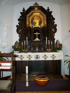 Cathcart Shrine altar- decorated with the local proteas of the E Cape