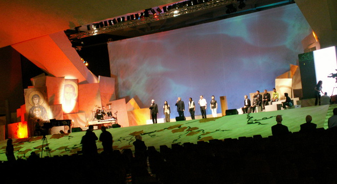 Probe auf der Bühne der Audienzhalle Paul VI.