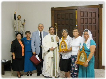 With a group of parishioners
