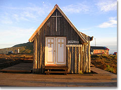 Die Stella Maris Kapelle auf der kleinen Insel Cabo de Hornos im äußersten Süden von Chile