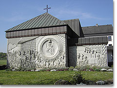 Bildliche Darstellung der Sendung der Marienpfalz mit dem Heiligtum der Freude