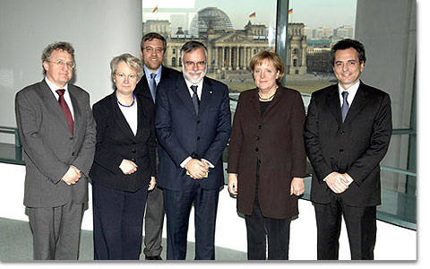 Eine Delegation der Gemeinschaft SantEgido besuchte zusammen mit dem Grnder, Andrea Riccardi, Bundeskanzlerin Angela Merkel