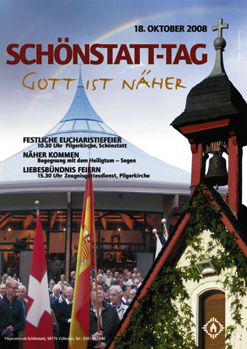 Das Plakat, das zur Feier des 18. Oktober in Schönstatt einlädt, hängt nicht nur überall in Vallendar, sondern auch in vielen Pfarrkirchen Deutschlands