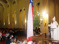 Bei der Predigt in der Kathedrale von Concepción