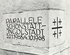 Grundstein des Parallele-Heiligtums in Kösching