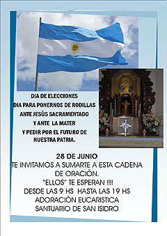 Im Heiligtum in San Isidro ist ganztägig Anbetung wegen der Wahlen