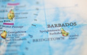 Barbados on a map