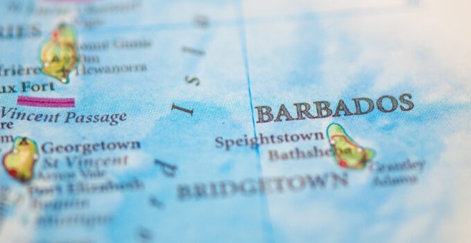 Barbados on a map