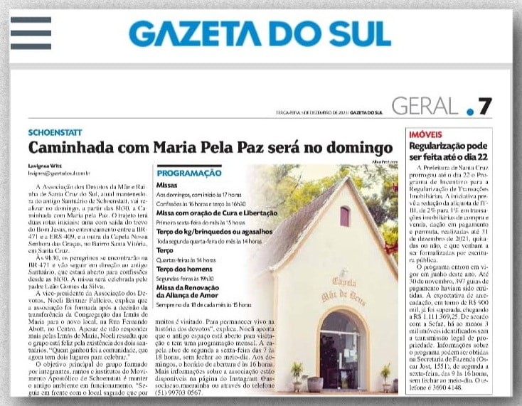Artículo en la Gazeta do Sul